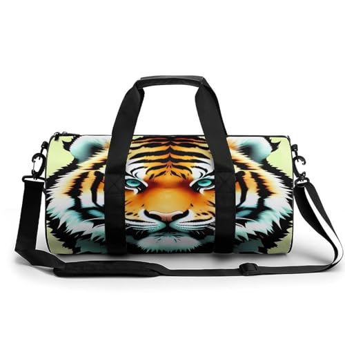 Sac de gym imprimé petite tête de tigre 45cm sac de sport cylindrique