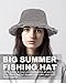 Zylioo XXL Oversized Frayed Bucket Sun Hat,Adjustable Fashion Travel Bucket Hats,Outdoor Beach Hats for Big Heads 24