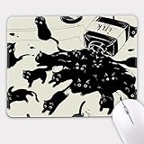 Uniqcasa Mouse Pad Small Mouse Pad 9.5 x 7.9 inch Cute Cat Mouse Mat Desk Pad with Non-Slip Rubber Base,Kawaii Anime Laptop Computer Mousepad Desk Mat for Gaming Work (Black Ink Cat)