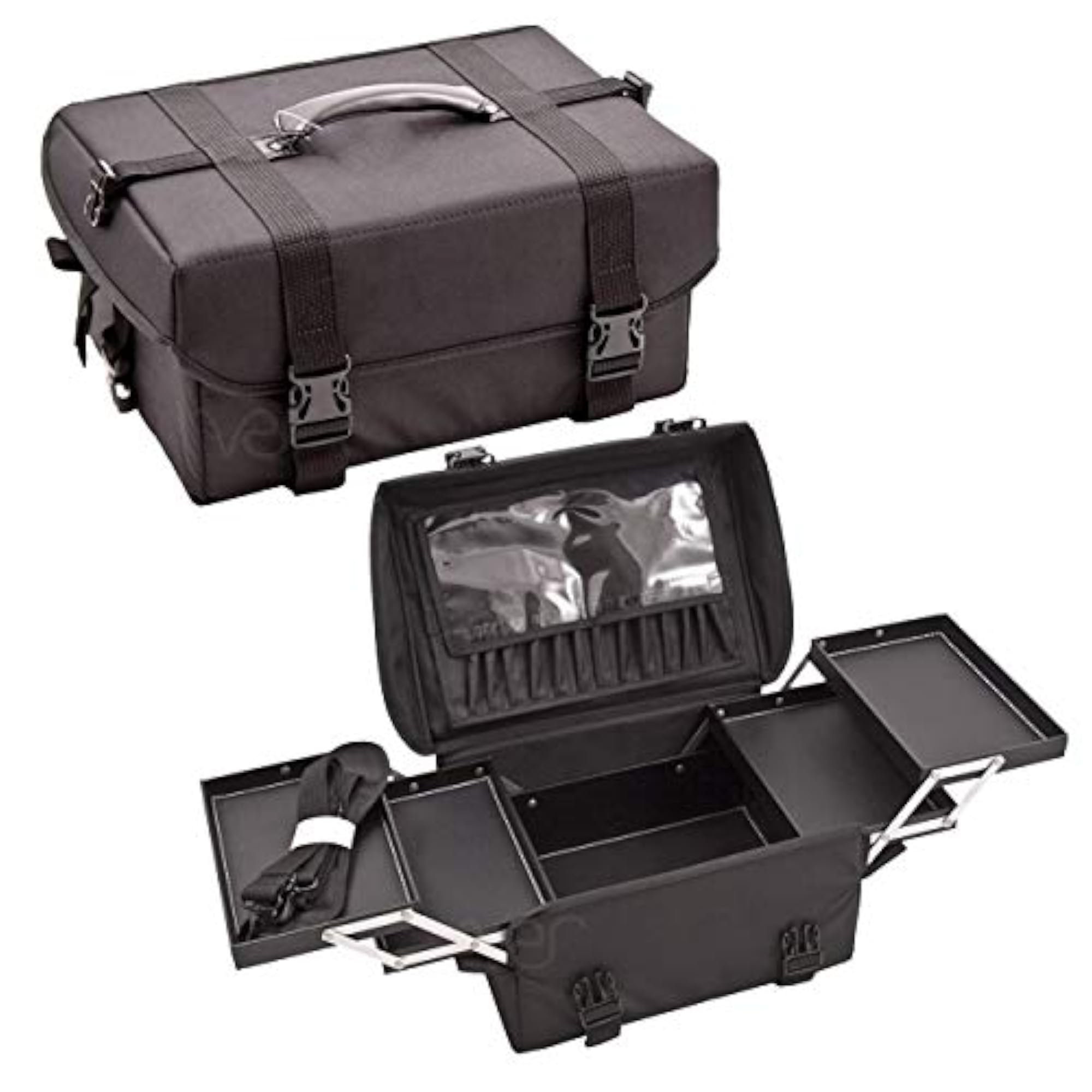 Soft Sided Professional Nylon Cosmetic Organizer with Padded Trays