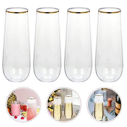 jojofuny 8 peças de taças de champanhe de plástico sem haste, taças de champanhe transparentes de 25