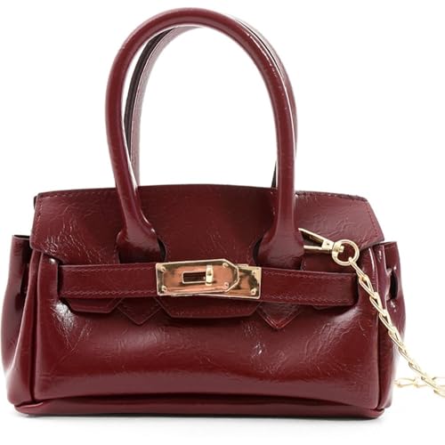 Elegant Mini Shoulder Bag – Small Crossbody Purse with Gold Chain, Stylish Faux Leather Handbag for Women