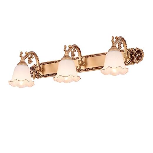 Waqihreu E14 badrumspegel lampa 3 000 K 2/3/4 lampor sminkspegel främre lampor makeup-belysning armatur gyllene dekoration vägglampa med glasskärm för toalettbord tvättställ, 33 cm/10 W