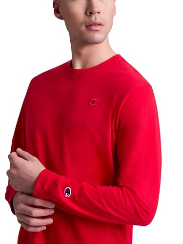 Image of Champion Men's Classic Long Sleeve T-Shirt, Standard Fit, Script & C Logo, Available in Regular and Big & Tall
