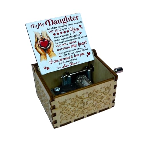 Image of Zesta to My Daughter Wooden Musical Box Gift | Vintage Music Crank Mini Collectible for Girlfriend, Boyfriend, Husband, Wife | Unique Musical Gifts for Music Lovers | Classic Wooden Box