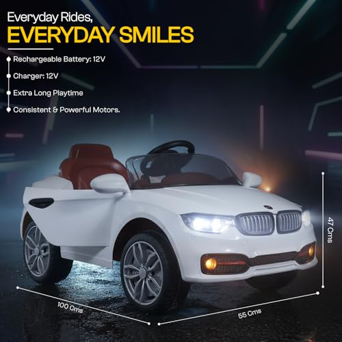 Image of Toyzone Zee-4 Electric Car Tz-313 (White) | Frequency 2.4 Ghz | Lights & Music | Ride-on Car for Kids | Seat Belt for Safety | Perfect Tyre Grip | Make in India | Indoor and Outdoor Toy