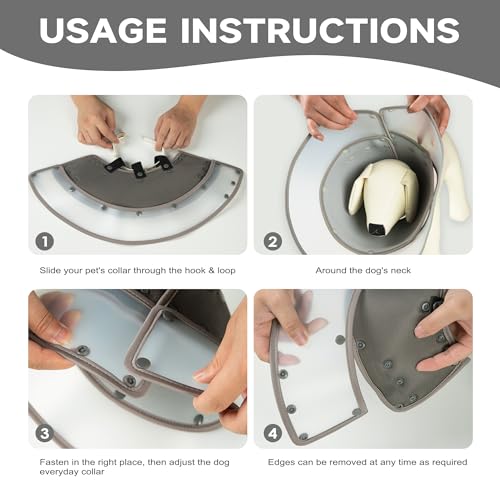 Image of Soft Dog Cone Collar After Surgery,Clear Padded Collar,E-Collars for Dogs to Prevent Licking Wound, Adjustable Dog Recovery Elizabethan Collar S