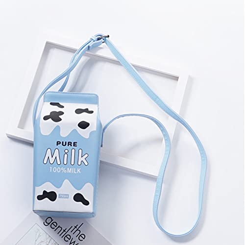 Milk Box Cross Body Shoulder Bag Phone Wallet for Women, Cute Fruits Banana Strawberry Fashion Casual Printed Purse2