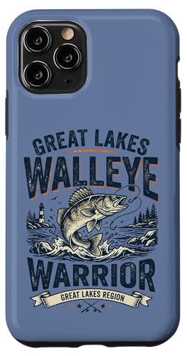 Great Lakes Walleye Warrior Retro Fishing Angler Lake Fish �X�}�z�P�[�X iPhone 11 Pro �p