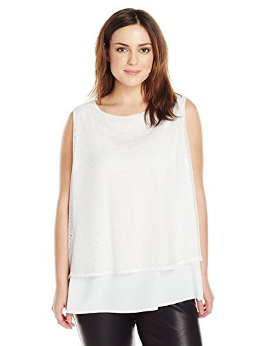 Calvin Klein Women's Plus-Size Top with Mesh Overlay