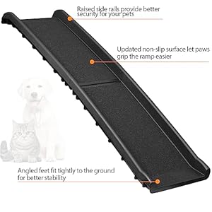 62 Inches Folding Dog Ramp for Cars Trucks SUVs Portable Pet Ramps for Large Dogs Non-Slip Stairs Step Ladder with Raised Siderails, Black 62 Inches Folding Dog Ramp for Cars Trucks SUVs Portable Pet Ramps for Large Dogs Non Slip Stairs Step Ladder with Raised Siderails Black