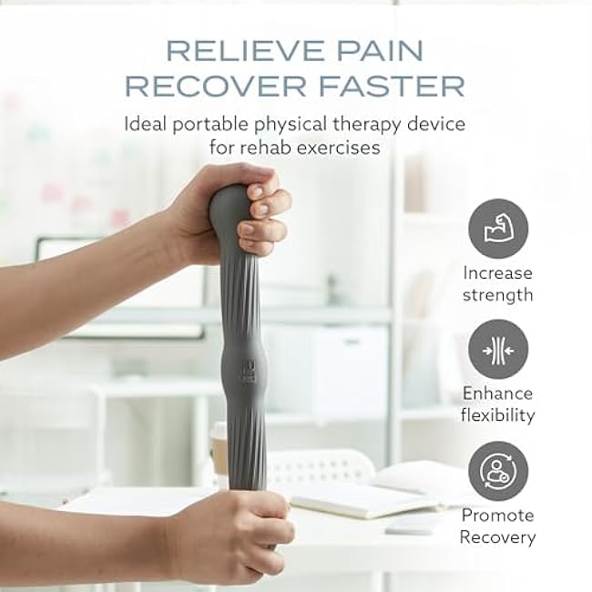 PT Pro Tennis Elbow Trainer For Physical Therapy, Textured Grip, Elbow Pain Relief, Resistance Bar For Tendonitis And Golfer's Elbow, Improve Grip Strength, Pickleball Elbow And Golfer's Elbow, Gray