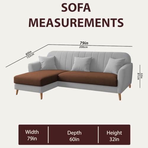 Image of Atticus LHS 4 Seater L Shape Sofa Set with Ottoman for Living Room (Brown Grey Fabric) Premium Fabric Sofa Set