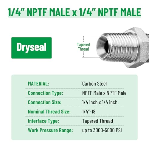 Image of 10 Pack Hydraulic Adapter Fitting: 1 /4 inch NPTF Male x 1 /4 inch NPTF Male