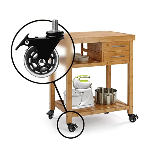 Slipstick Cb693 Premium 3 Inch Rubber Caster Wheels With Brake (4 Pack) Replacement Rollerblade Style Swivel Casters With 3/8”– 16X1” Threaded Stem, Includes Mounting Hardware, Black / Clear Castor #TOP3