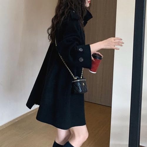 Maiyifu-GJ Women's Stand Collar Double Breasted Overcoat Winter Wool Blend Trench Coat Mid Long Jacket Outerwear with Pockets3