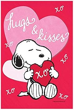 Flagology, PEANUTS Hugs and Kisses Snoopy Valentines Day Garden Flag 12 x 18", Officially Licensed PEANUTS