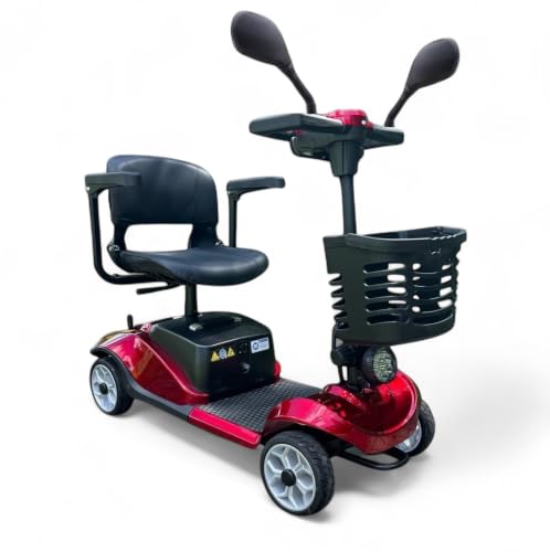 Scooter de movilidad eléctrico de 4 ruedas para personas mayores y adultos, compacto para viajes, con faro LED y cesta desmontable