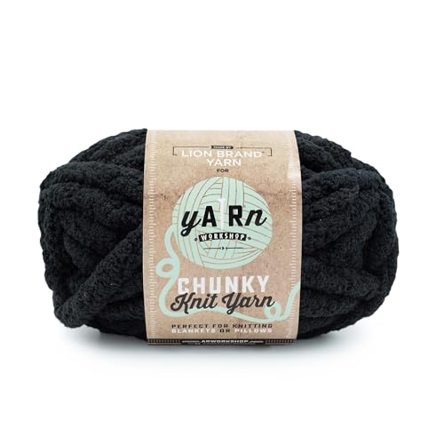 Lion Brand Yarn, AR Workshop Chunky Knit Yarn, Carbon, Black, 1 Pack