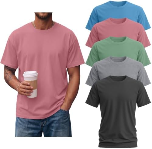 Riyiper 5 Pack Mens Cotton Short Sleeve T Shirts