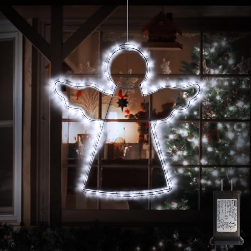 Dbfairy DMO-600 19 Inch Angel Lights Outdoor Led Christmas Hanging Lights Waterproof Large Xmas Angel Lights Mains Powered Timer Built In cover