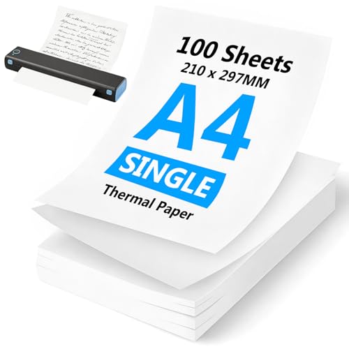 100 Sheets A4 Single Thermal Paper 8.27x11.69 inch for Thermal Printers