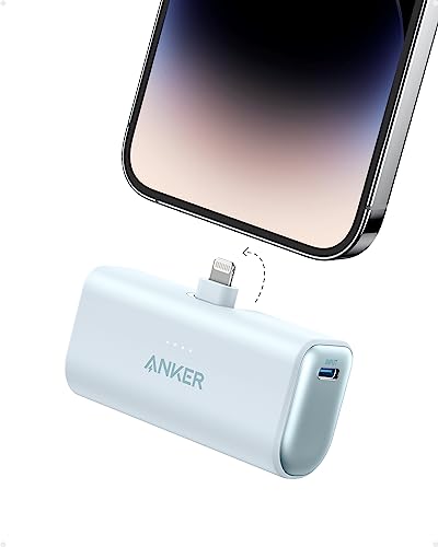 Anker Nano Portable Charger for iPhone, with Built-in MFi Certified Lightning Connector, Power Bank 5,000mAh 12W, Compatible with iPhone 14/14 Pro / 14 Plus, iPhone 13 and 12 Series (Black)
