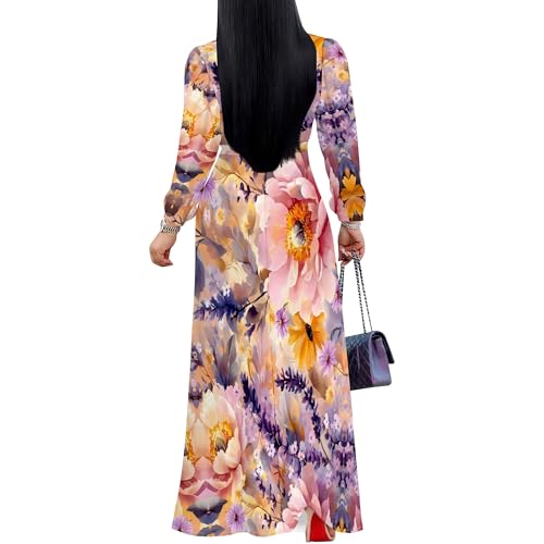 Image of PinkPatty Women's Long Sleeve Maxi Dress Plus Size Trendy Wedding Guest Dress with Pockets&Belt