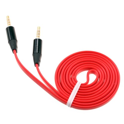Cable Auxiliar 3.5mm Jack Flat Rojo 0.91 m