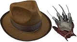 Nightmare Creep Fright Glove And Fedora Costume Accessory Set