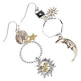 Pendientes asimétricos mitología griega cara luna sol colgante joyería hecha a mano para fiestas y noche diaria, talla única, como se describe