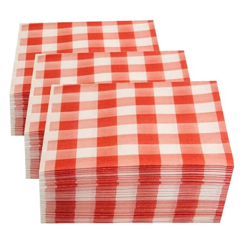 Serviettes de table jetables 40x40 cm Airlaid Vichy Rouge lot de 150 pièces