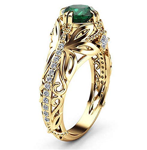 Goldenchen Fashion Jewelry 14K Gold Filled Emerald Diamond Ring Women Anniversary Engagement Wedding Gemstone Ring (10) #TOP1