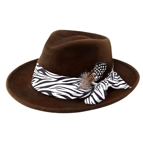 DOCILA Hat Band Decorative Feather Set Diy Zebra Stripe Skinny Scarf Cowboy/Fedora Hat Bands Halloween 70s Pimp Costume Outfits Accessories For Adult Men