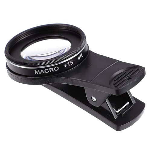Holibanna Lente Macro para Teléfono Móvil 37 MM 15X Clip Lente de Cámara 4K HD para Smartphone Enfoque 3-6 CM Anillo Antideslizante Negro para Fotografía Macro