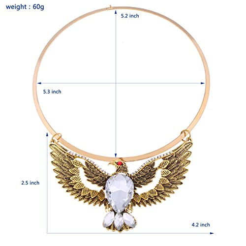 Retro Ethnic Animal Chunky Bib Collar Choker Necklace Gothic Stylish Exaggerated Fashion Eagle Statement Necklace Jewelry For Women Girl Gift (Antique Gold) #TOP2