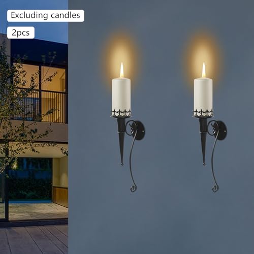 Miniatura 2 de 2 Portavelas De Pared, Portavelas De Metal, Decoración Creativa, Candelabros, Antorcha De Castillo, Decoración De Jardín Al Aire Libre, Vintage, Candelabro De Pared Para Velas De Pilar, Color Negro