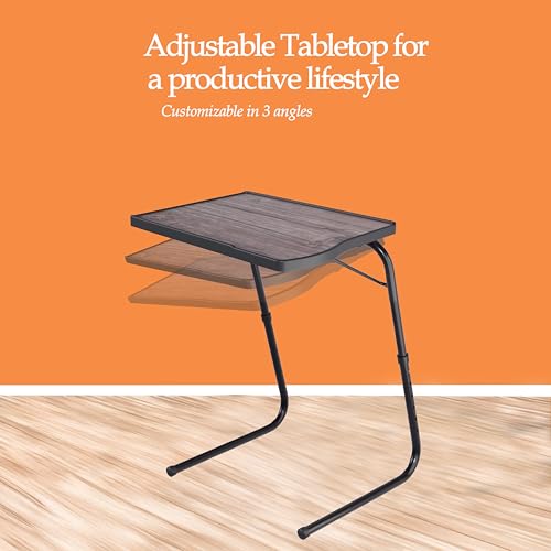 Image of amazon basics Pro Smart | Lounge Mate Smart | Height Adjustable Laptop Table | Adjustable Table Angle | Cupholder | Carbon Steel | Foldable | Dove White | 75 cm - H, 55 cm - L, 40 cm - W