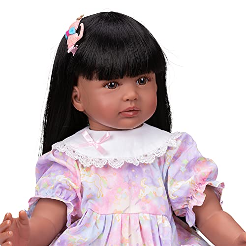 Muñeca Bebé Reborn Afroamericana 60 cm Realista miniatura 1