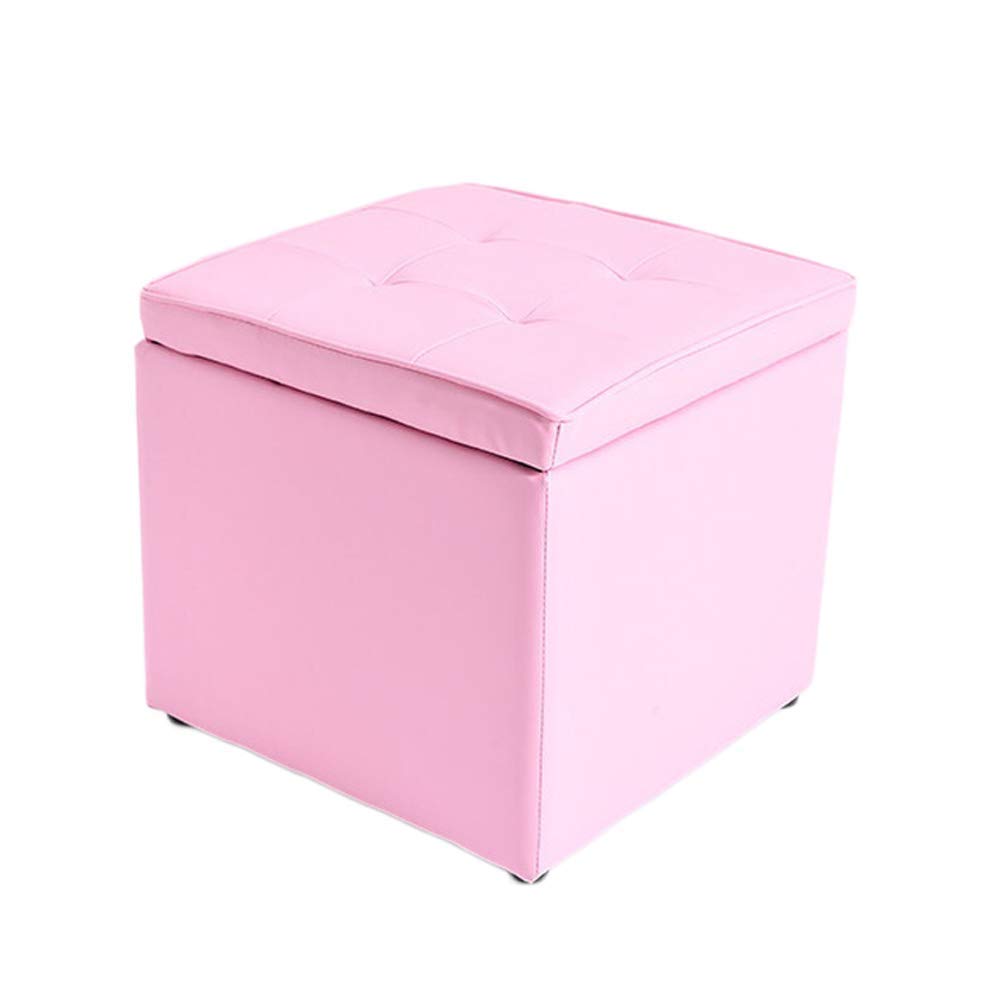Repose-pieds en cuir rose et tabouret de rangement compact