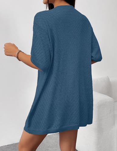 Image of Zeagoo Lightweight Summer Cardigan for Women Short Sleeve V Neck Crochet Kimonos Loose Open Front Hollow Out Cover Ups