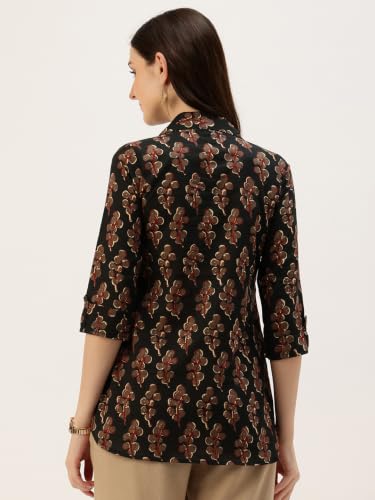 Image of feranoid Classic Collared Cotton Shirt with 3 /4 Sleeve for a Timeless Casual Look