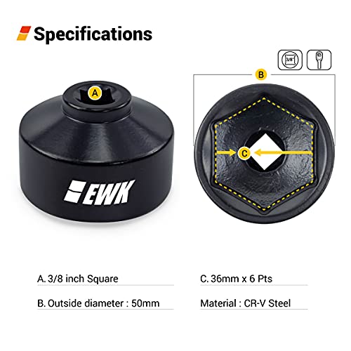 Ewk 36Mm Low Profile Oil Filter Socket, Fuel Filter Cap Removal Tool For Ford, Vw, Audi, Bmw #TOP1