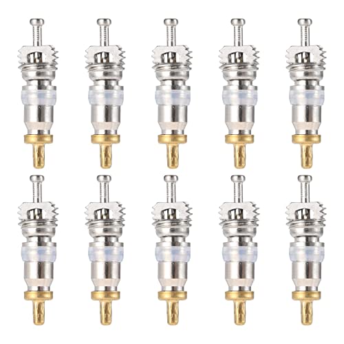 Mtsooning 46 Pcs Air Conditioning Valve Core Kit, R134a R22 R410 Remover Tool Assortment Kit with Valve Core, Valve, Brass Nut,Hose Gaskets, Valve Core Remover Installer