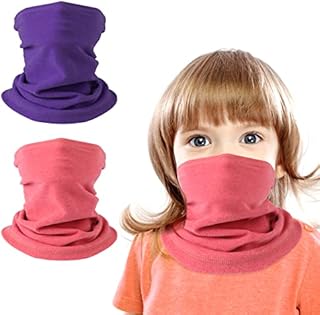 HEGCOIIE 2 Pack Winter Kids Neck Warmer ,Fleece Windproof Neck Gaiter Face Covering Mask Snood Scarf Multifunctional Headwear for Boys and Girls Outdoor Sports