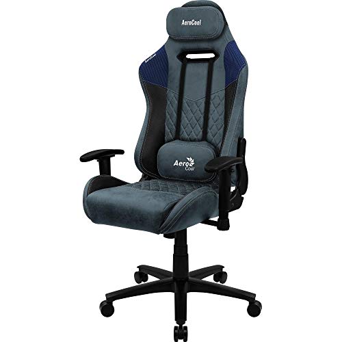 Aerocool DUKEBL, Silla Gaming, AeroSuede Transpirable, Respaldo Ajustable, Azul