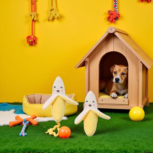 Set de 2 mordedores con sonido en forma de plátano para cachorros miniatura 3
