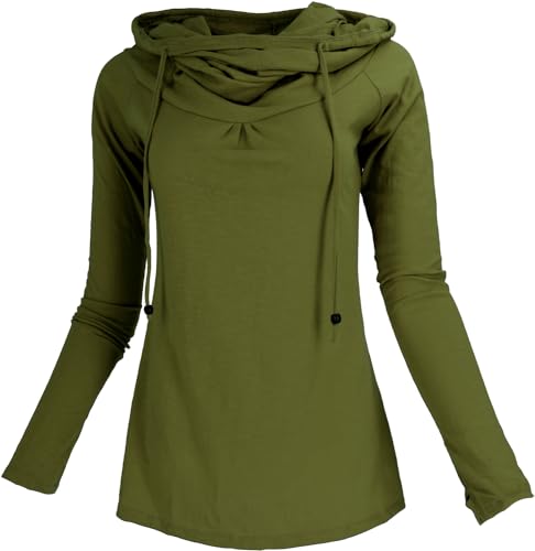 Hoody Boho chic, Langarmshirt mit Schalkragen - olivgrün / / Variante:...