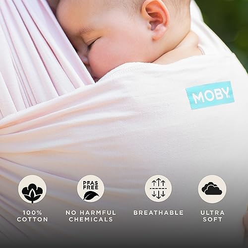Image of Moby Baby Wrap Carrier Classic for Newborns to Toddlers (8-33lbs), Infant Sling Carrier, Lightweight & Hands Free Design, Adjustable for All Body Types (Rose Quartz)