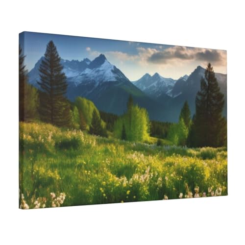 Toile de printemps montagne YoupO 30x45cm pour salon